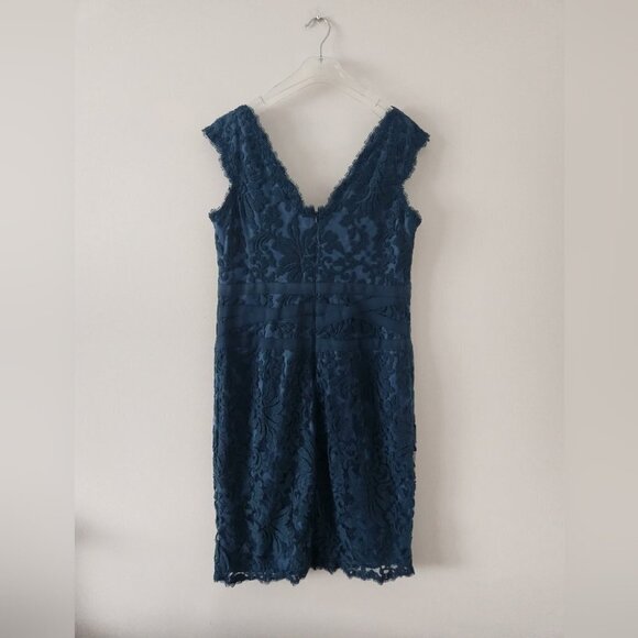 TADASHI SHOJI | Embroidered Lace Sheath Dress Teal green sz 14Q - Picture 3 of 7